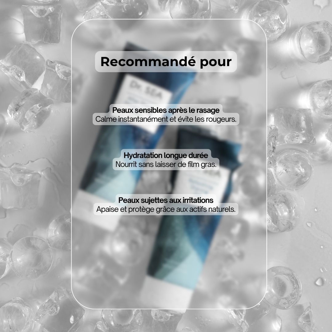 Deux tubes de baume après-rasage. Recommandé pour : peaux sensibles, hydratation longue durée, peaux sujettes aux irritations.
