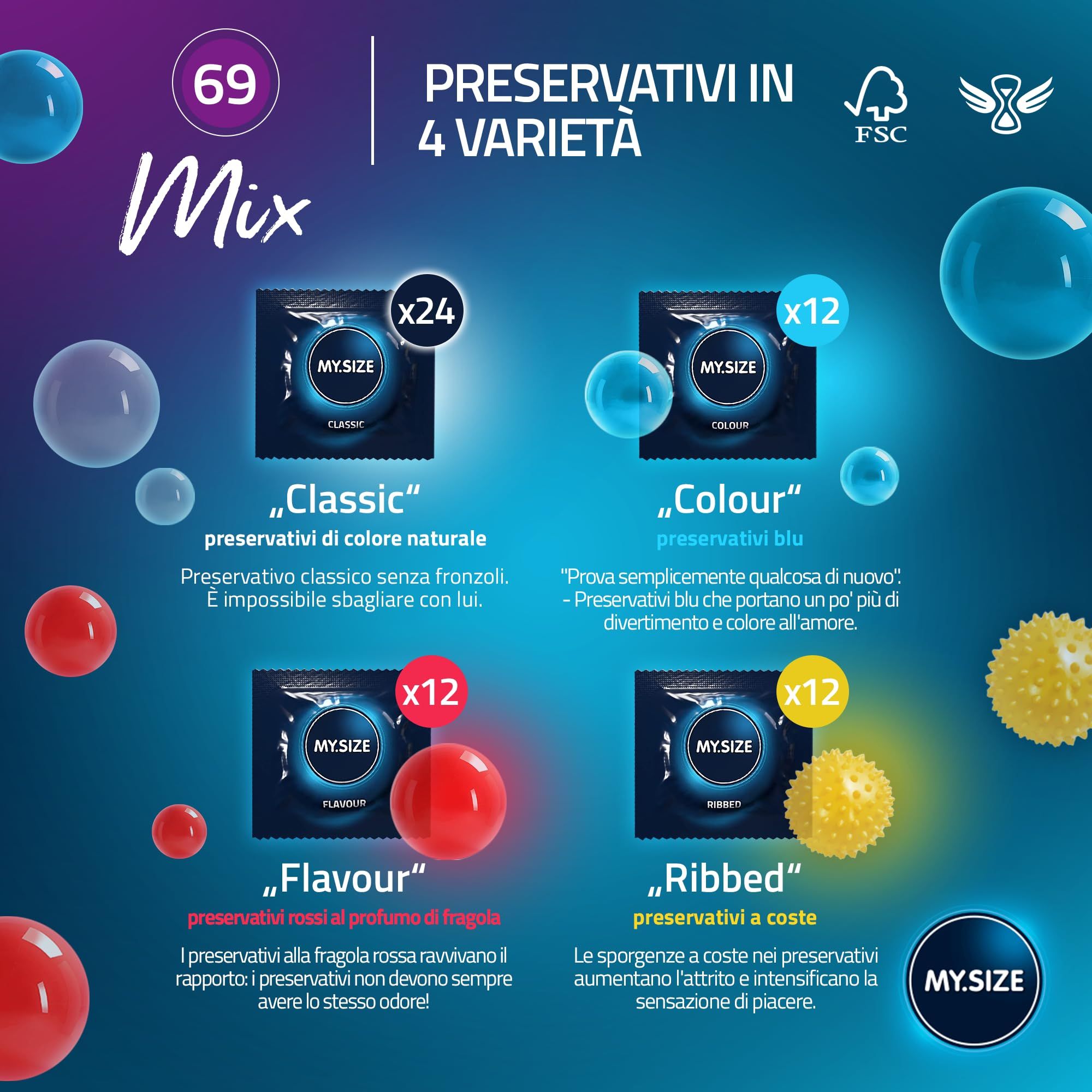 MY.SIZE Mix Préservatif Set Taille 7 69mm