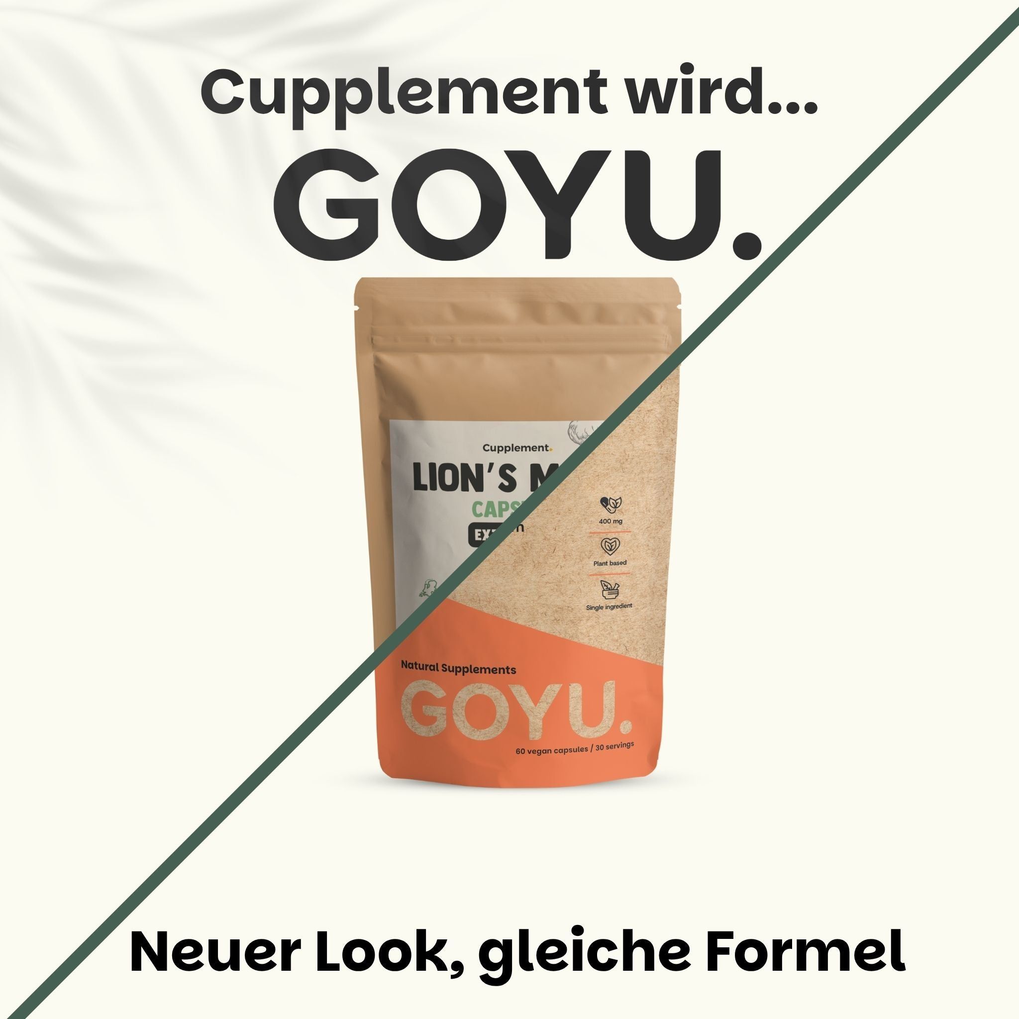 Emballage de gélules de crinière de lion avec le nouveau logo "GOYU".
