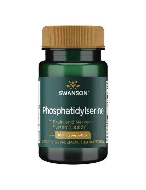 Flacon de 100 mg de Swanson Phosphatidylserine pour la santé du cerveau et du système nerveux.
