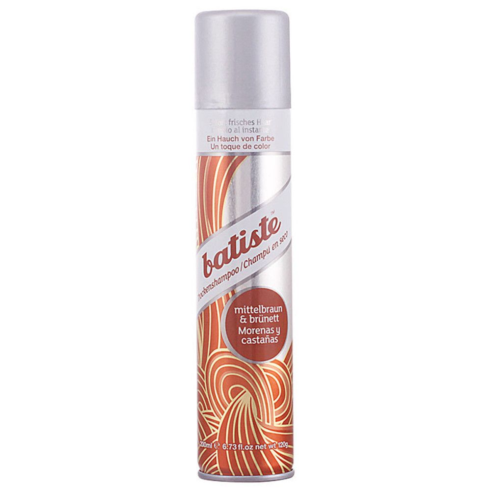 Batiste droogshampoo spray. Medium bruin & brunette. Oranje en bruine tinten. Witte achtergrond.