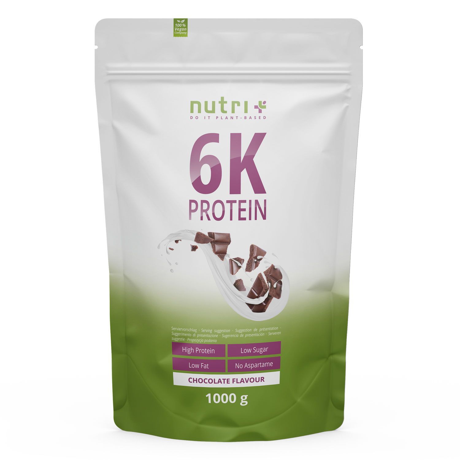 nutri+ 6K Poudre de protéines 1kg - shake sans Whey