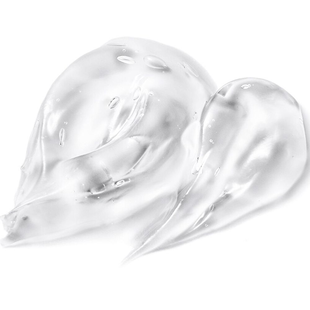 Texture de gel transparente sur fond blanc. Deux gouttes qui s'étalent.