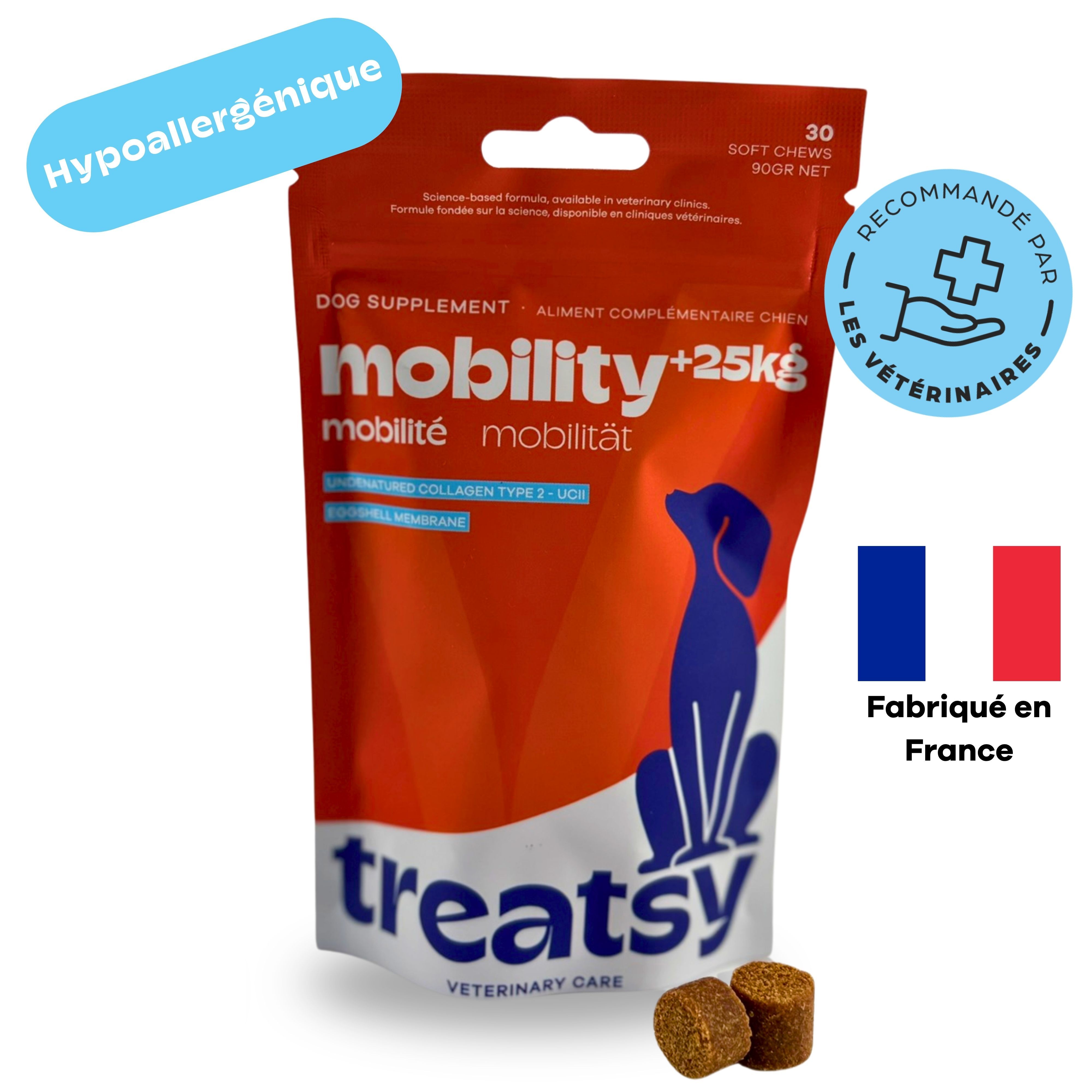 Treatsy Complément Alimentaire – Mobilité pour chiens de grandes tailles (+25kg)