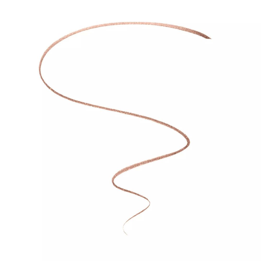 Trait brun clair tracé par un crayon à sourcils. Sur fond blanc.