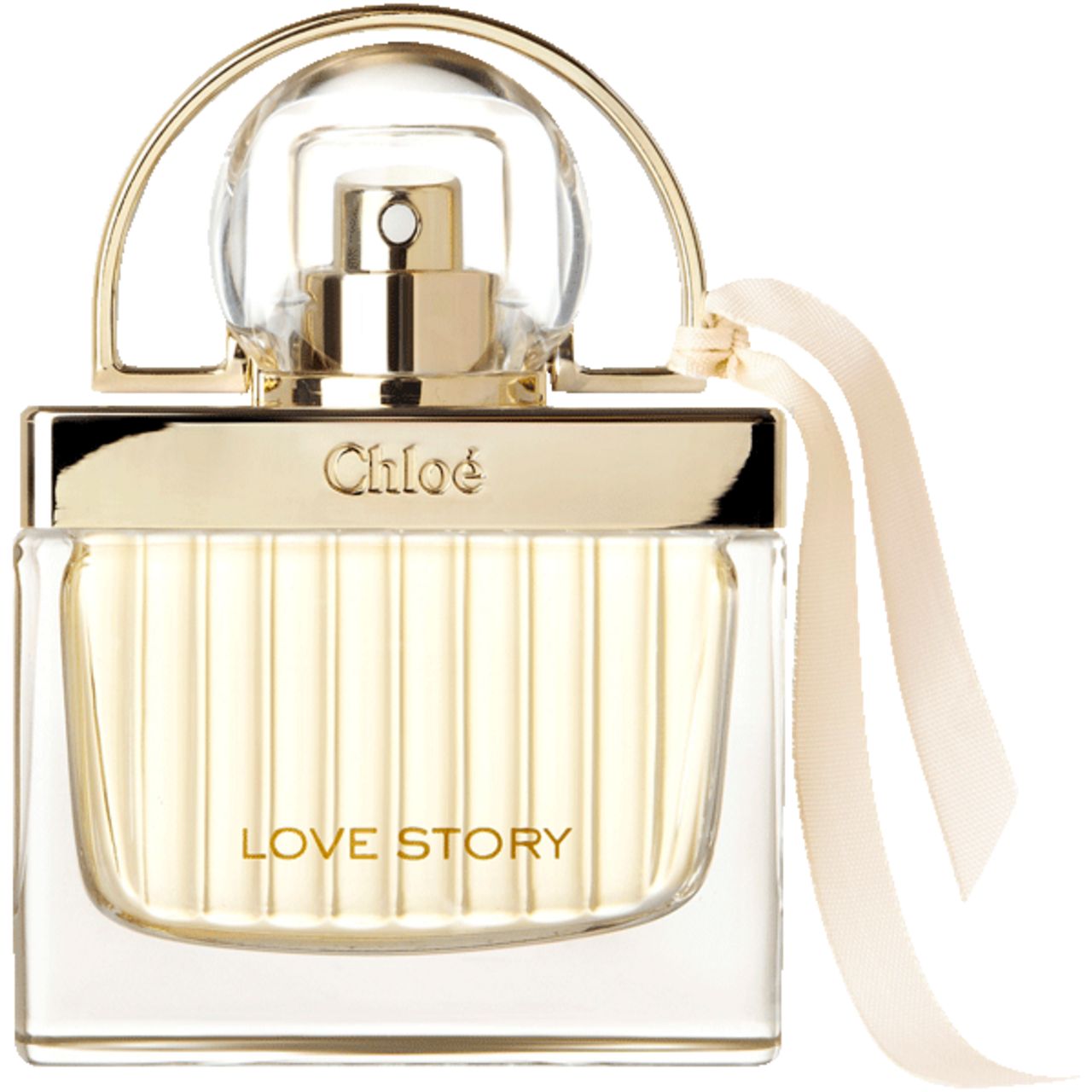 Chloé Love Story Eau de Parfum fles met gouden lint.
