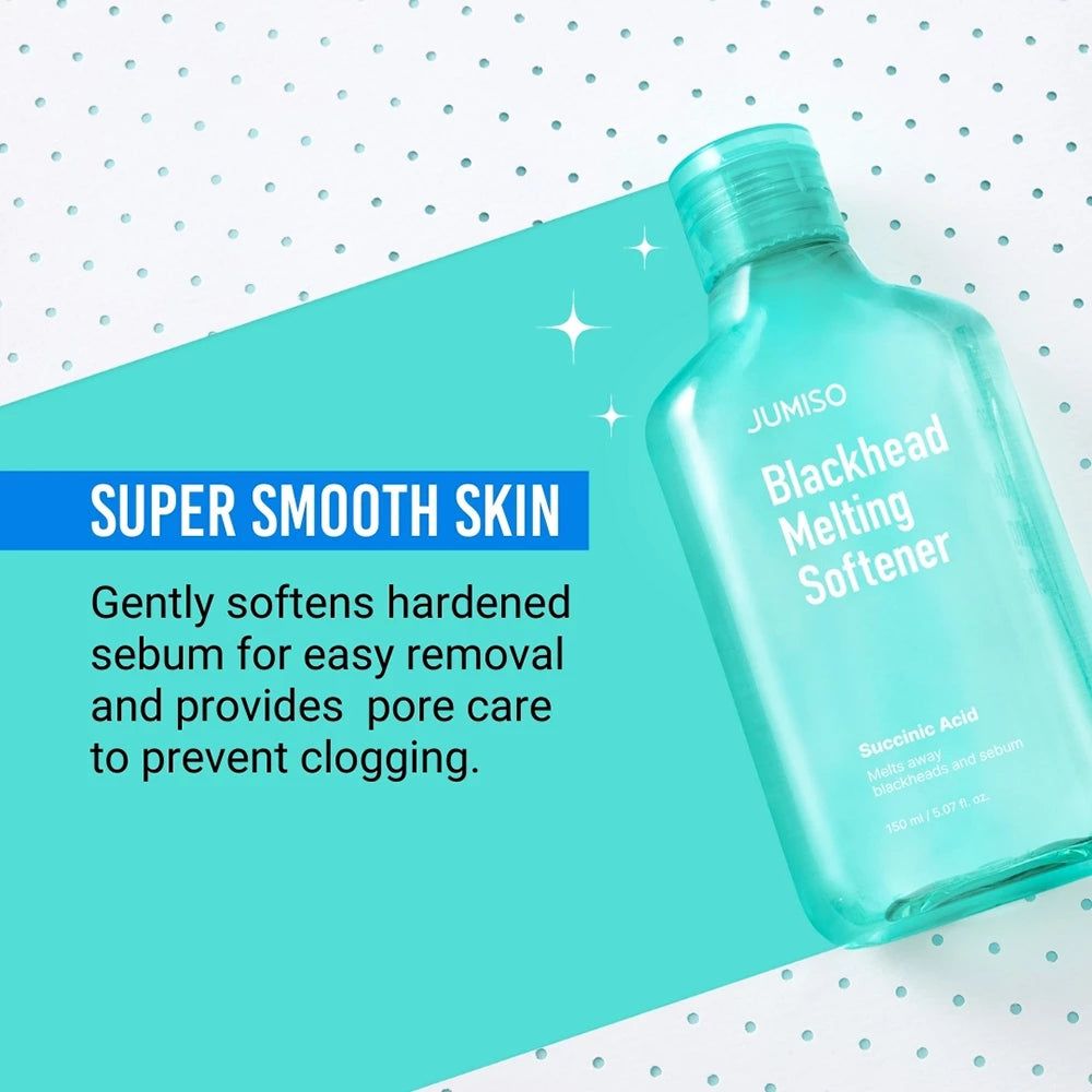 Flacon turquoise avec nom du produit. Texte: Peau super lisse. Adoucit la peau.
