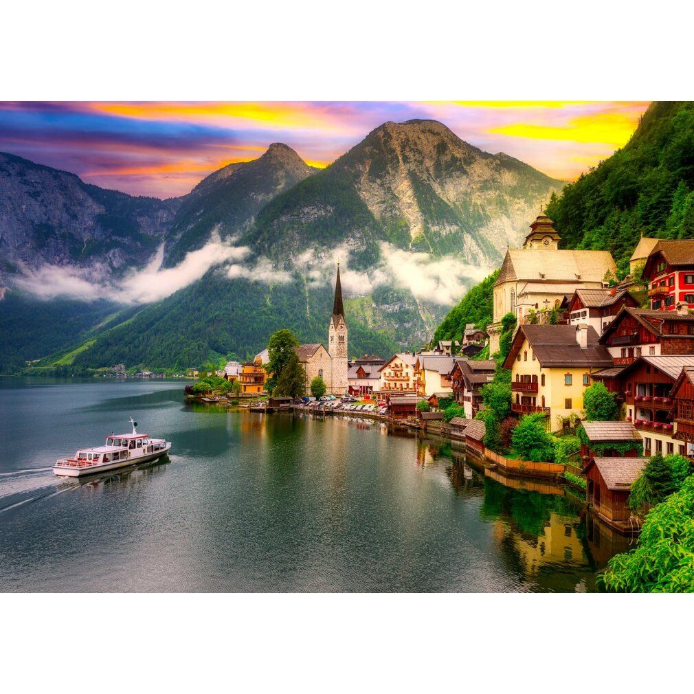 enjoy Puzzel Hallstatt bij zonsondergang, Oostenrijk 1000 delen