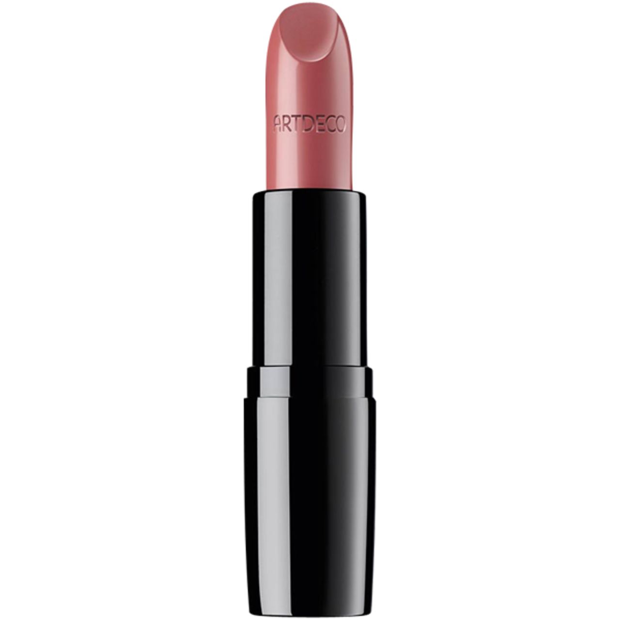 Roze lipstick. Zwarte huls, productnaam "ARTDECO" zichtbaar.