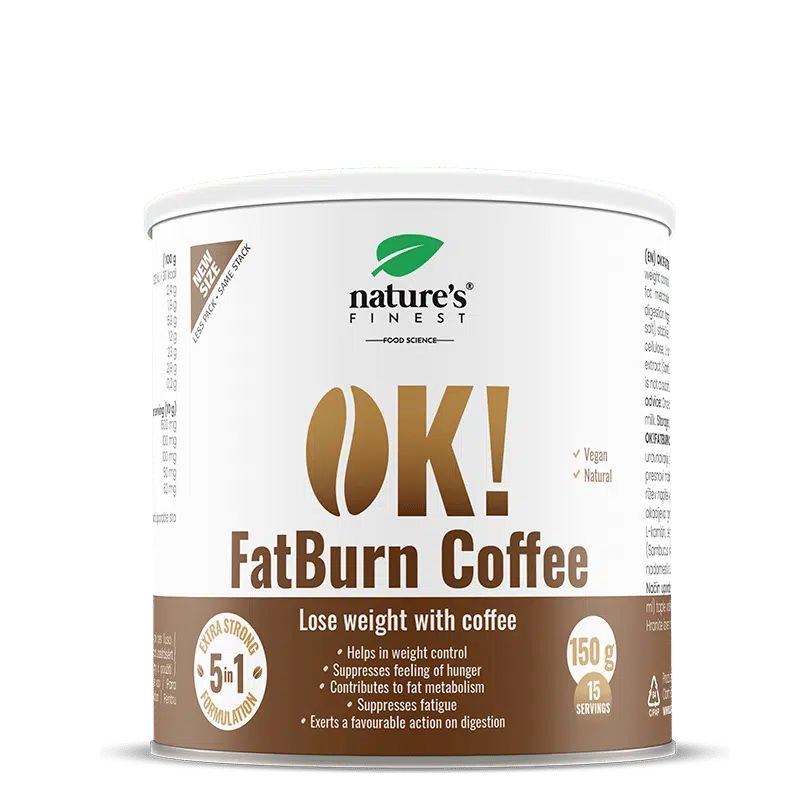 Boîte de Nature's Finest OK! FatBurn Coffee de 150g.