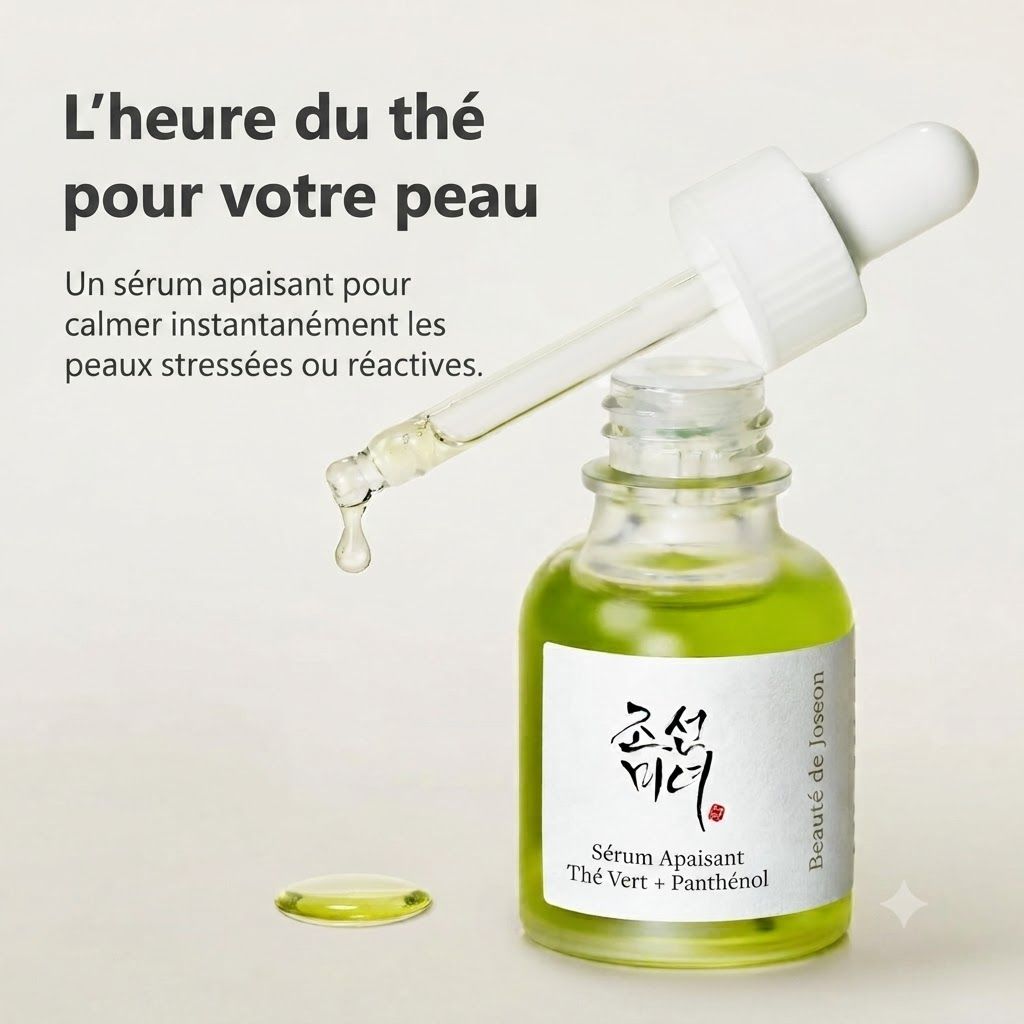 Liquide vert dans un flacon en verre avec pipette, une goutte tombe.