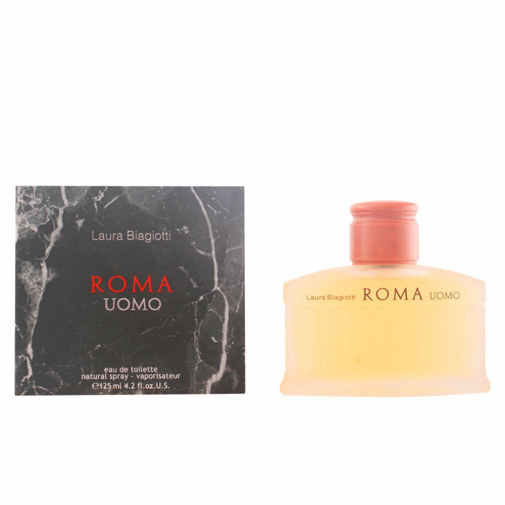Laura Biagiotti Roma Uomo Eau de Toilette set met fles en marmeren doos.