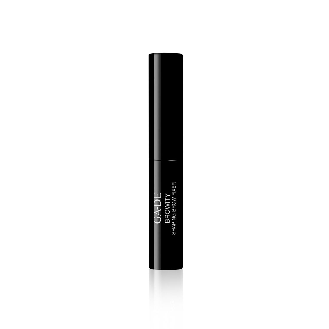 Tube noir avec texte GA-DE BROWITY SHAPING BROW FIXER. Bouchon fermé.