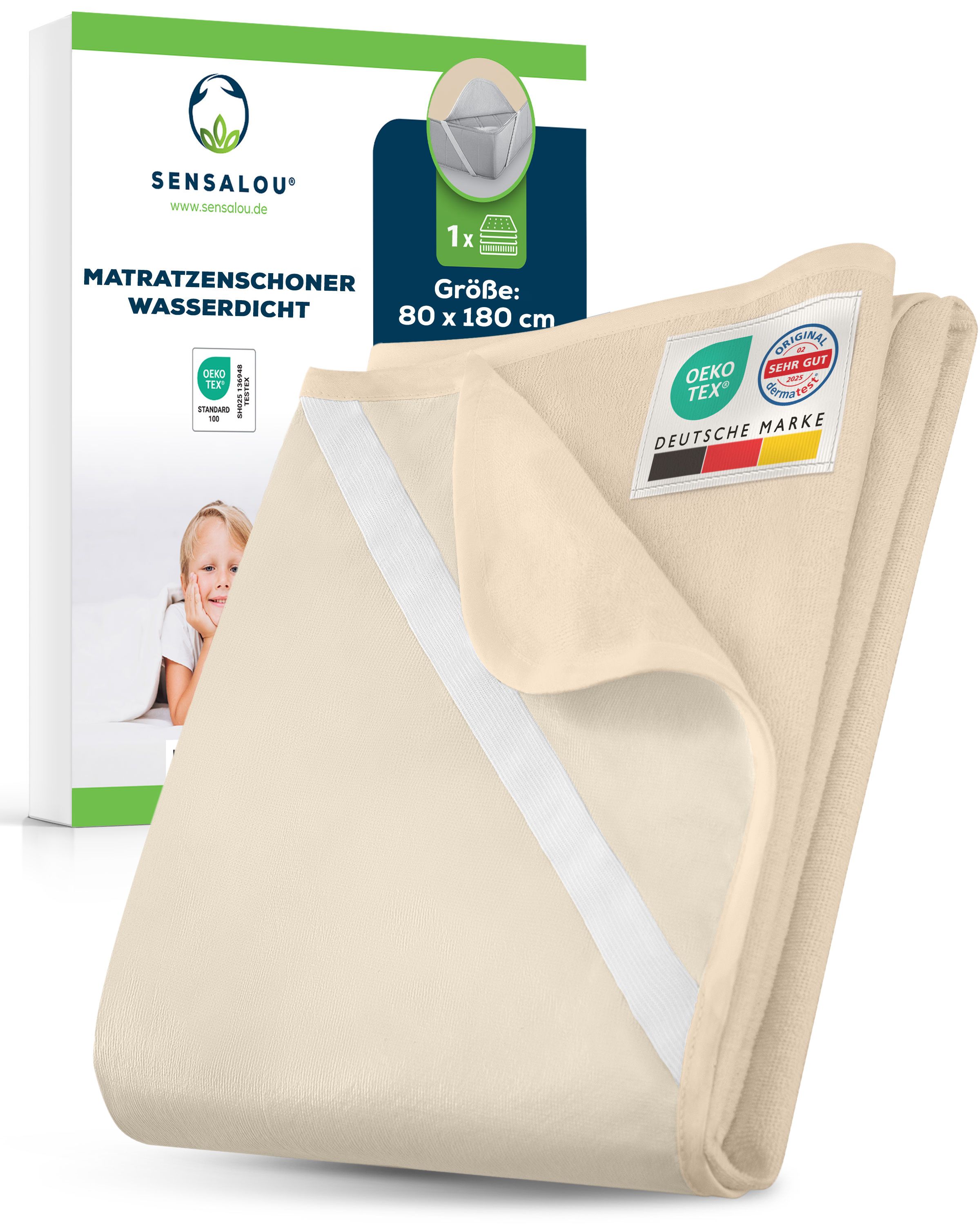 Sensalou protège-matelas d’incontinence 80 x 180 en beige