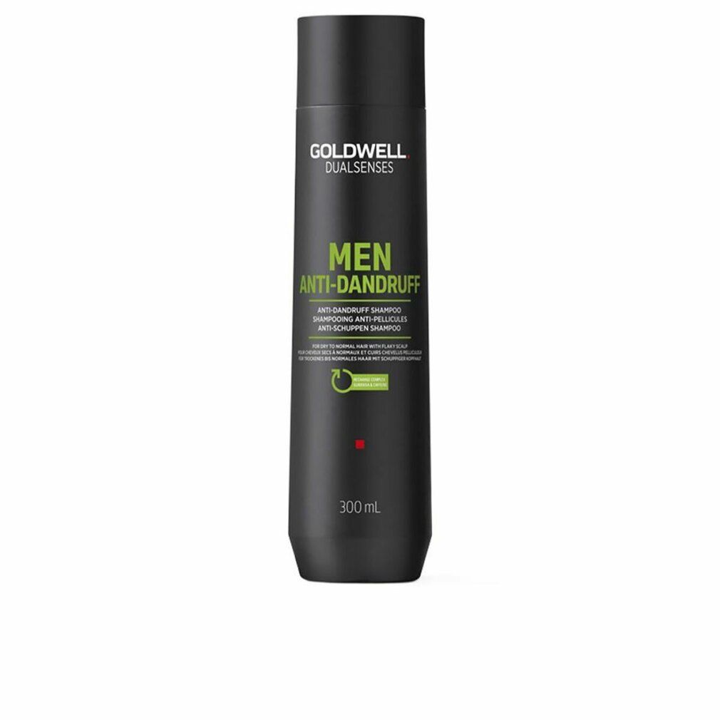 Zwarte fles Goldwell Dualsenses Men Anti-Dandruff shampoo. Groene en witte tekst. 300ml.