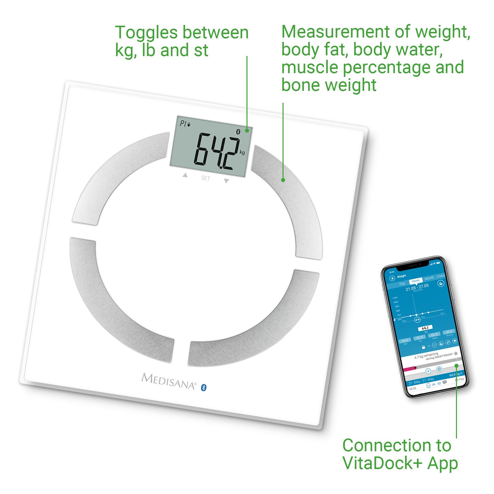 medisana BS 444 connect monitor voor lichaamssamenstelling met smartphone app