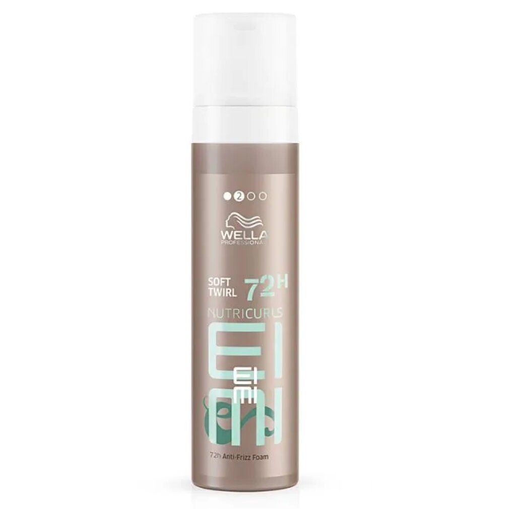 Wella Eimi Nutricurls Soft Twirl. Bruine fles met witte dop. Tekst: Soft Twirl, 72H, Eimi.