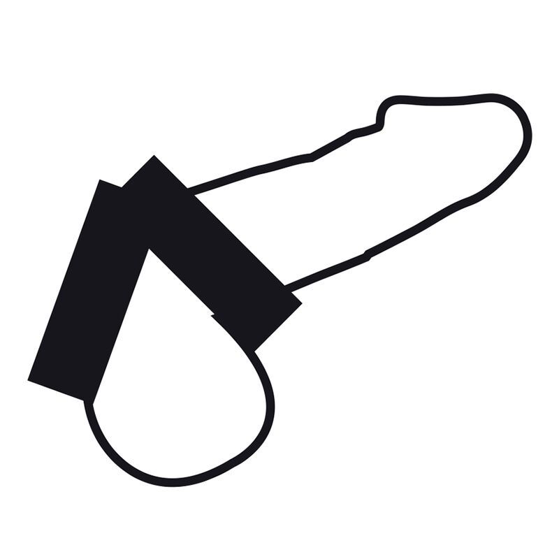 Gestileerde weergave van een penis met een zwarte ring om de basis.