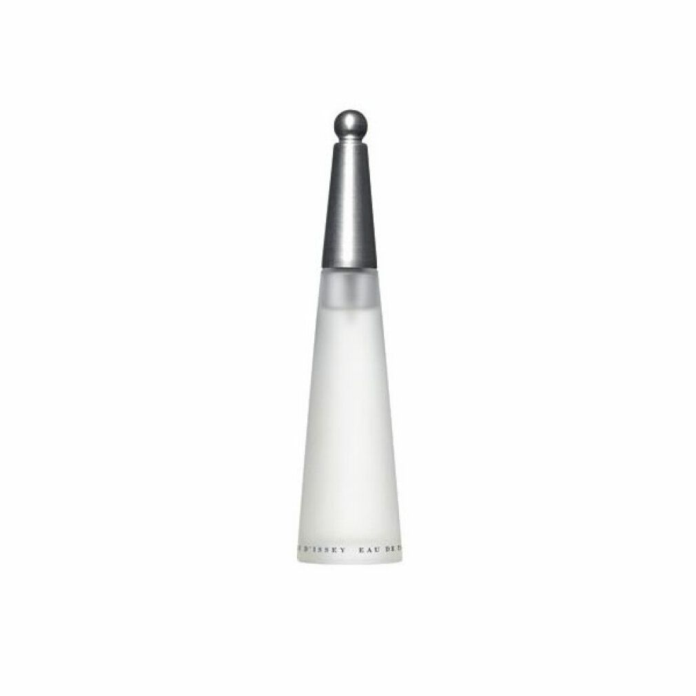 Flacon cylindrique avec bouchon argenté. Verre conique blanc. Inscription en bas.