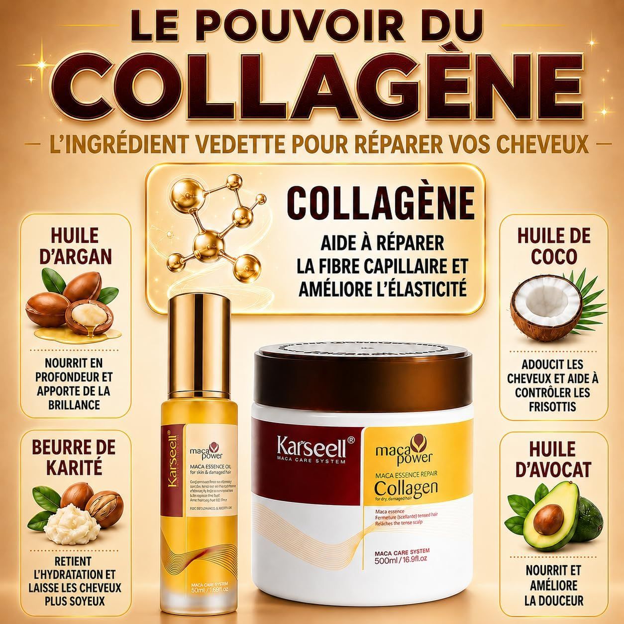 KARSEELL Coffret Capillaire : Masque au Collagène + Sérum à l’Argan