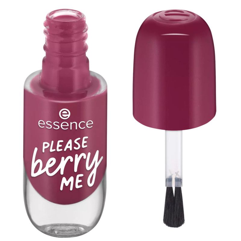 Essence nagellak 'Please Berry Me' in donkerrood, flesje en dop.