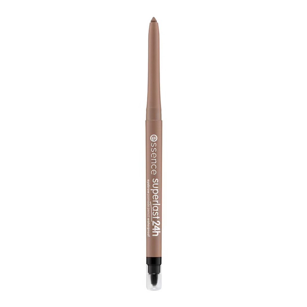 Crayon à sourcils. Inscription: essence superlast 24h. Pointe noire et brosse.