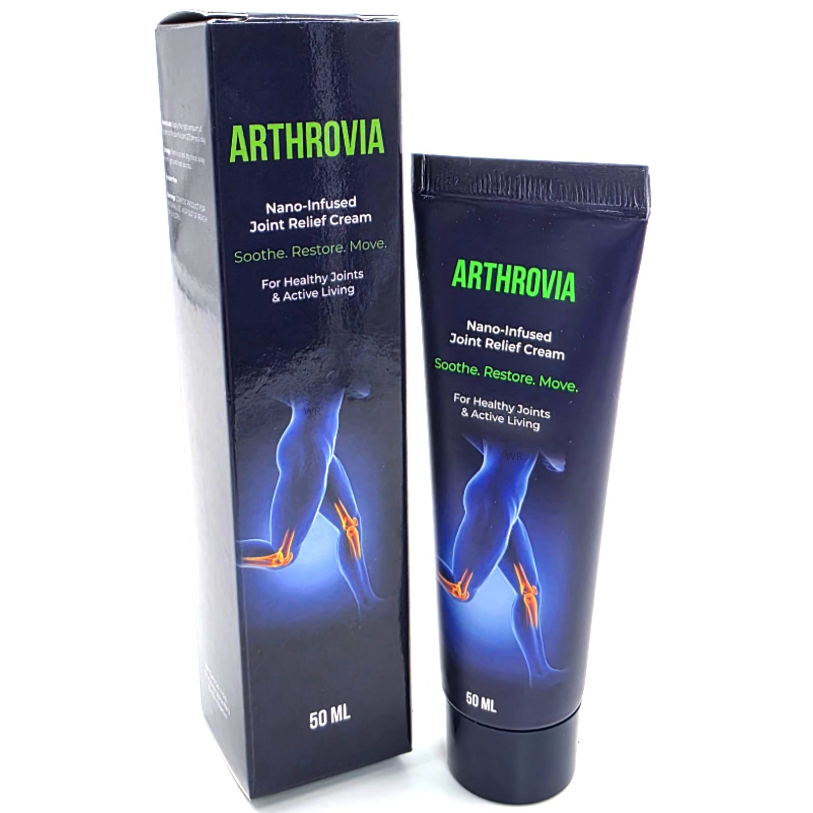 ArthroVia Nano-infused Joint Relief Cream tube en doos, 50 ml.