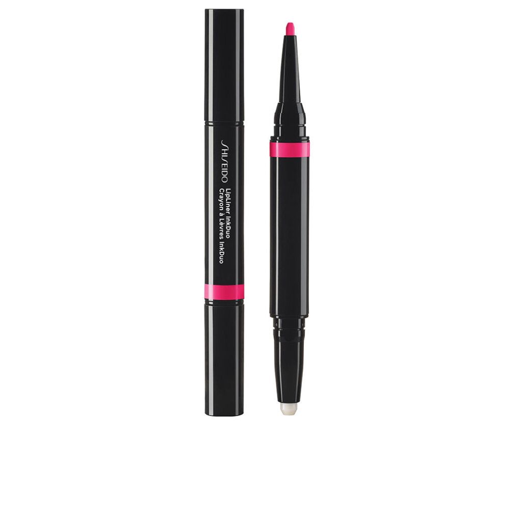 Shiseido Inkduo Crayon à lèvres. Crayon noir avec marqueur magenta. Crayon d'un côté, applicateur de l'autre.