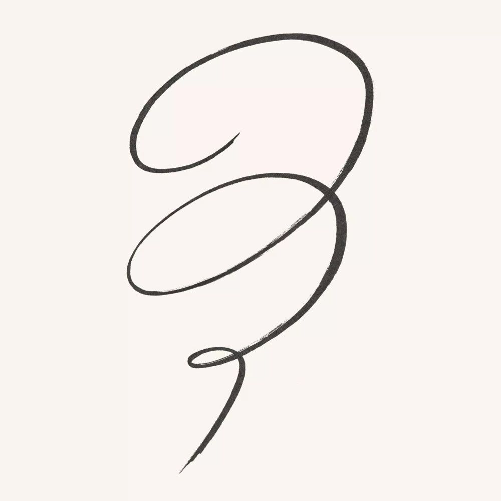 Test de trait d'eye-liner noir incurvé. Sur fond clair.