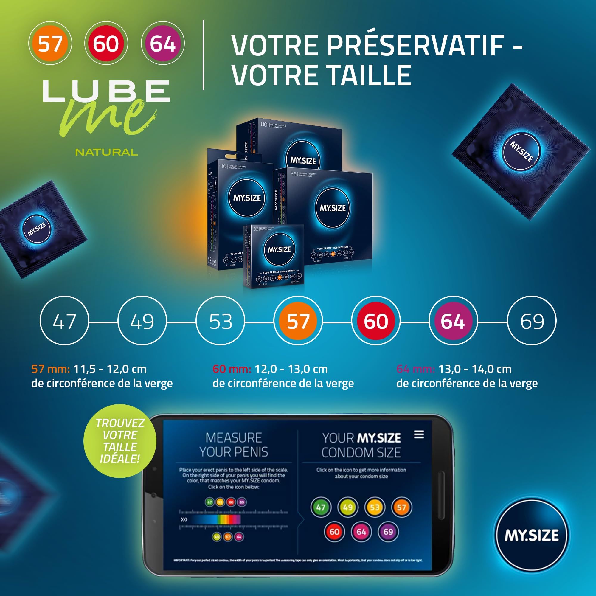MY.SIZE Préservatifs + LUBE ME Natural Set