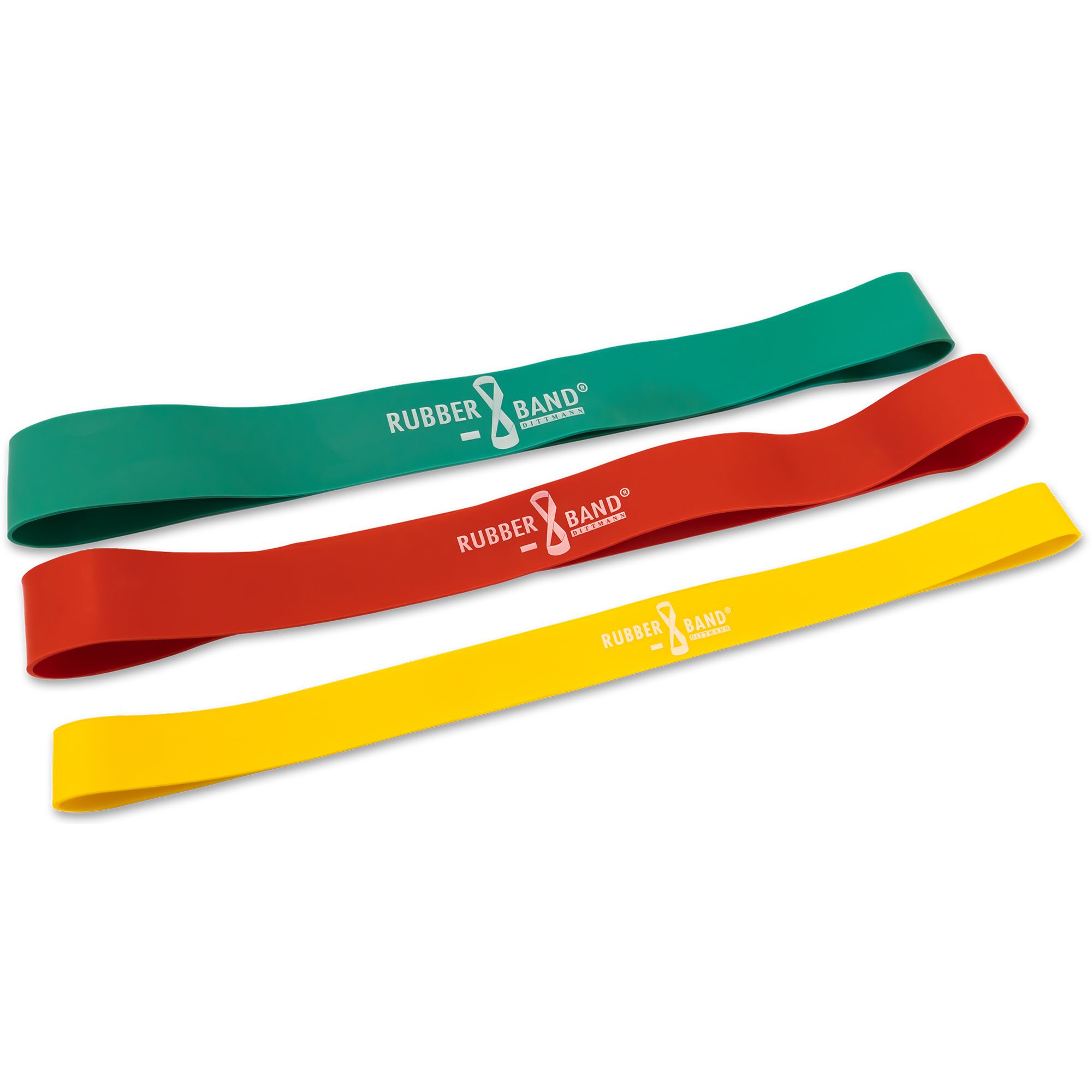 Bande Élastique De Fitness Dittmann - 2,5 M X 14,5 Cm, 4 Niveaux De Résistance (Jaune, Rouge, Vert, Bleu)