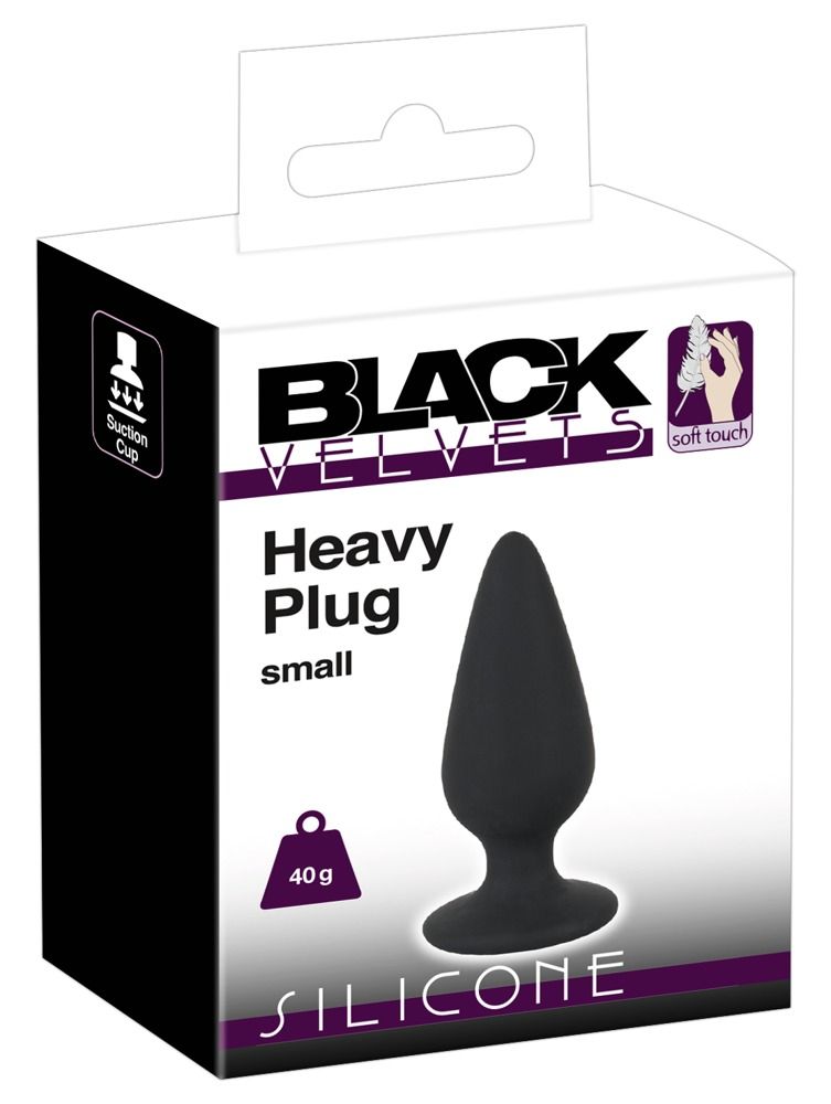 Verpakking voor Black Velvets Heavy Plug Small, toont product en details.