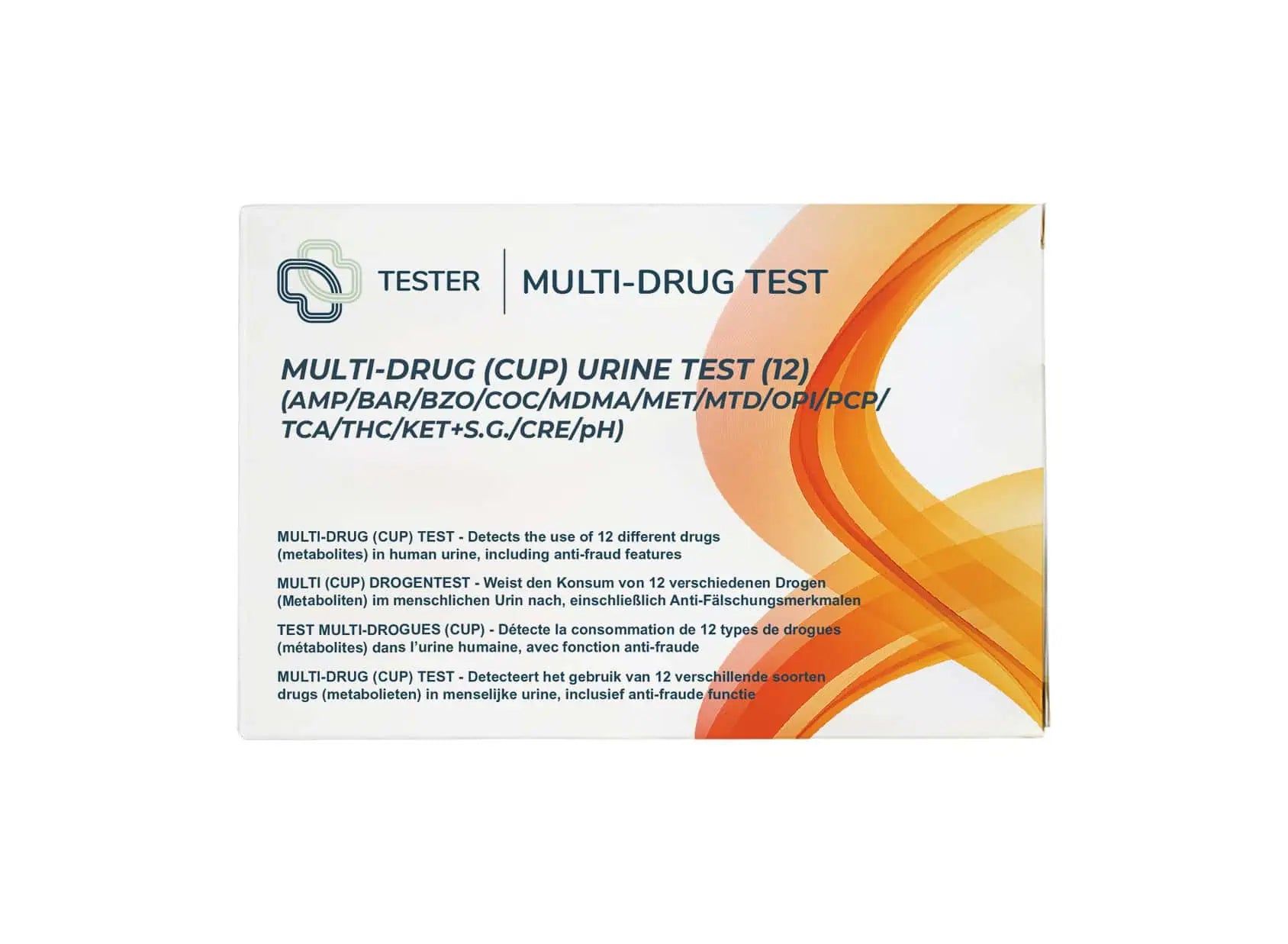 Test multi-drogues en gobelet pour 12 drogues, avec validation d'échantillon d'urine.