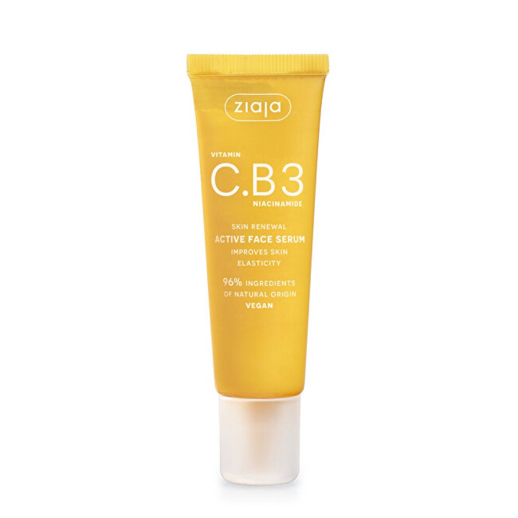 Gele tube met ZIAJA Vitamin C.B.3 Niacinamide Skin Renewal Active Face Serum.