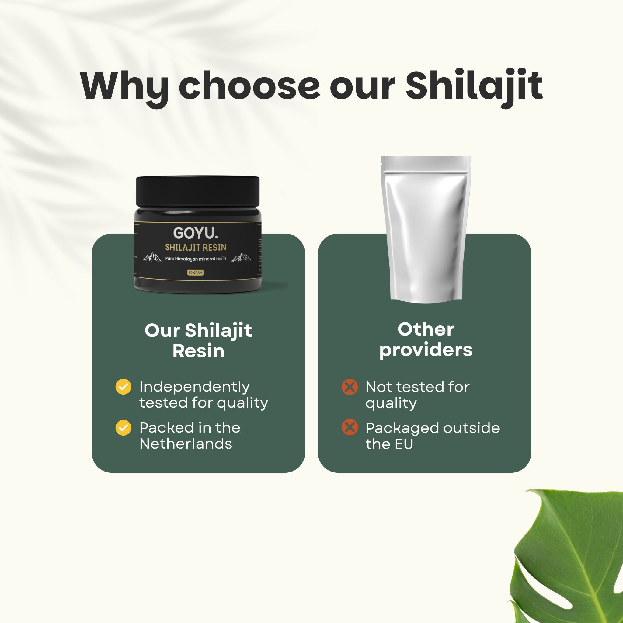 Pourquoi notre Shilajit ? Testé indépendamment, emballé aux Pays-Bas.