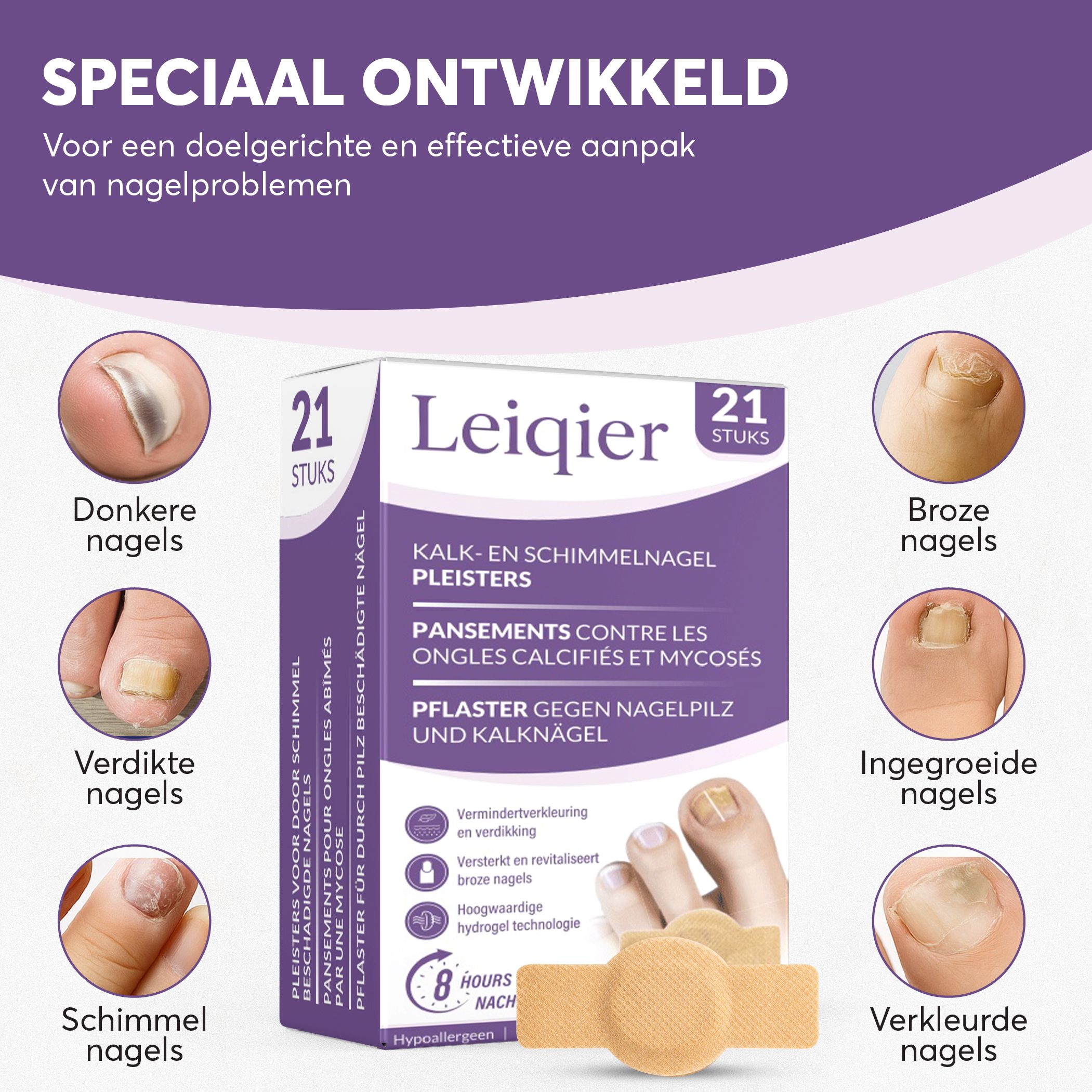 Leiqier Kalknagel Pleisters – Voor nagelverzorging bij verkleurde/verdikte nagels