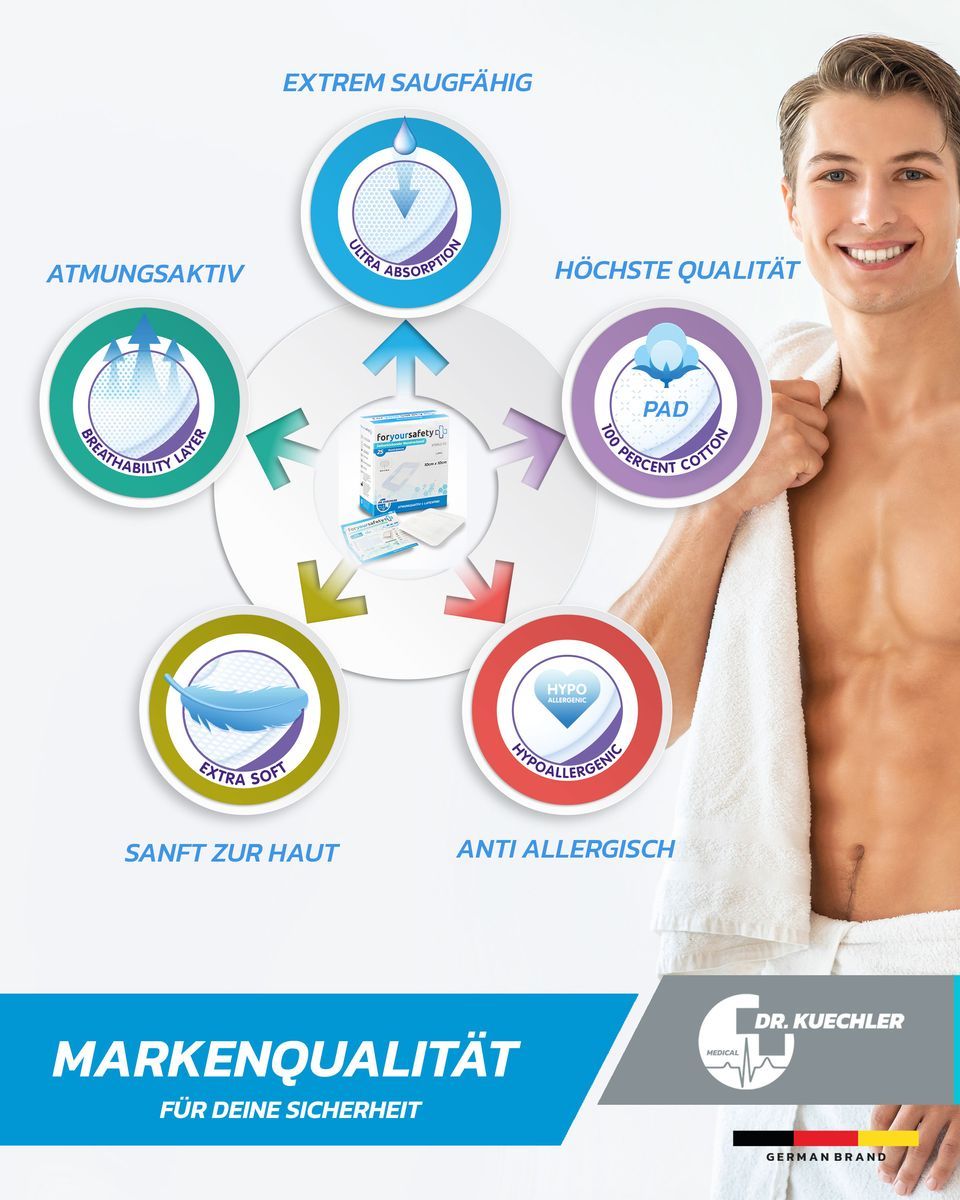 Homme avec serviette. Graphique : Respirant, Ultra-absorption, 100% coton, hypoallergénique, extra doux.