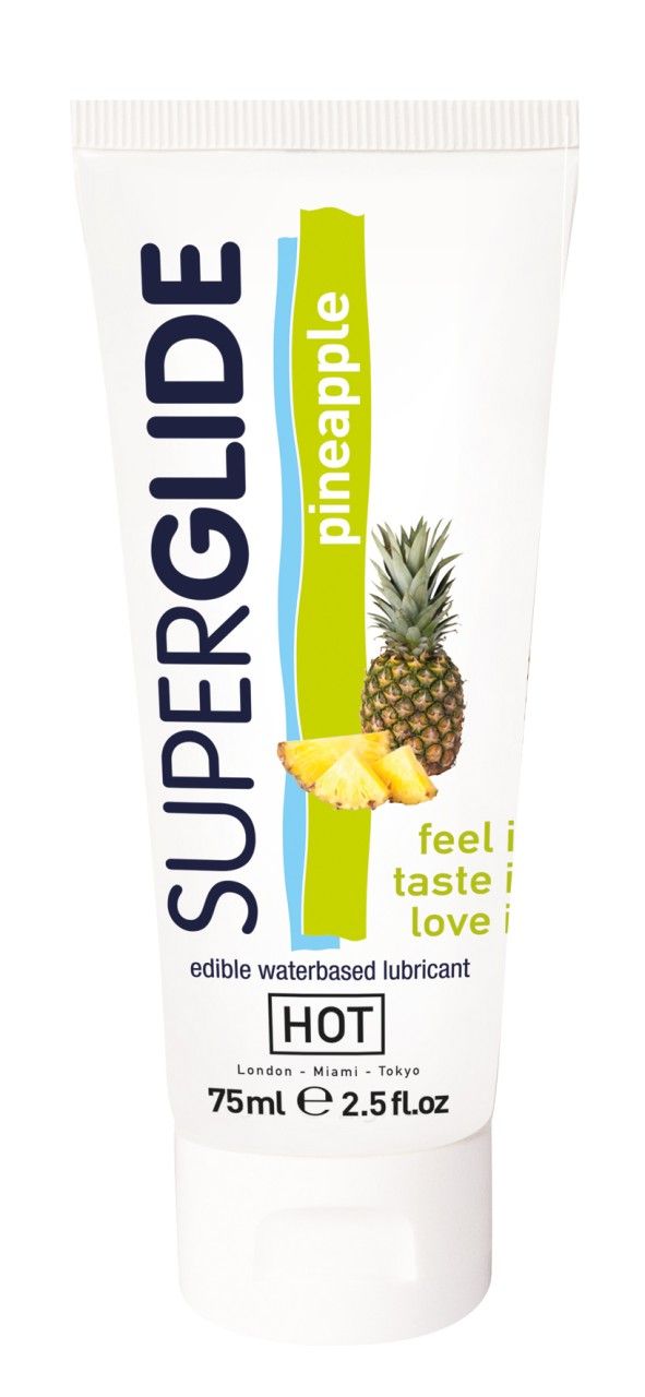 HOT Superglide Ananas: Eetbaar glijmiddel op waterbasis, 75ml.