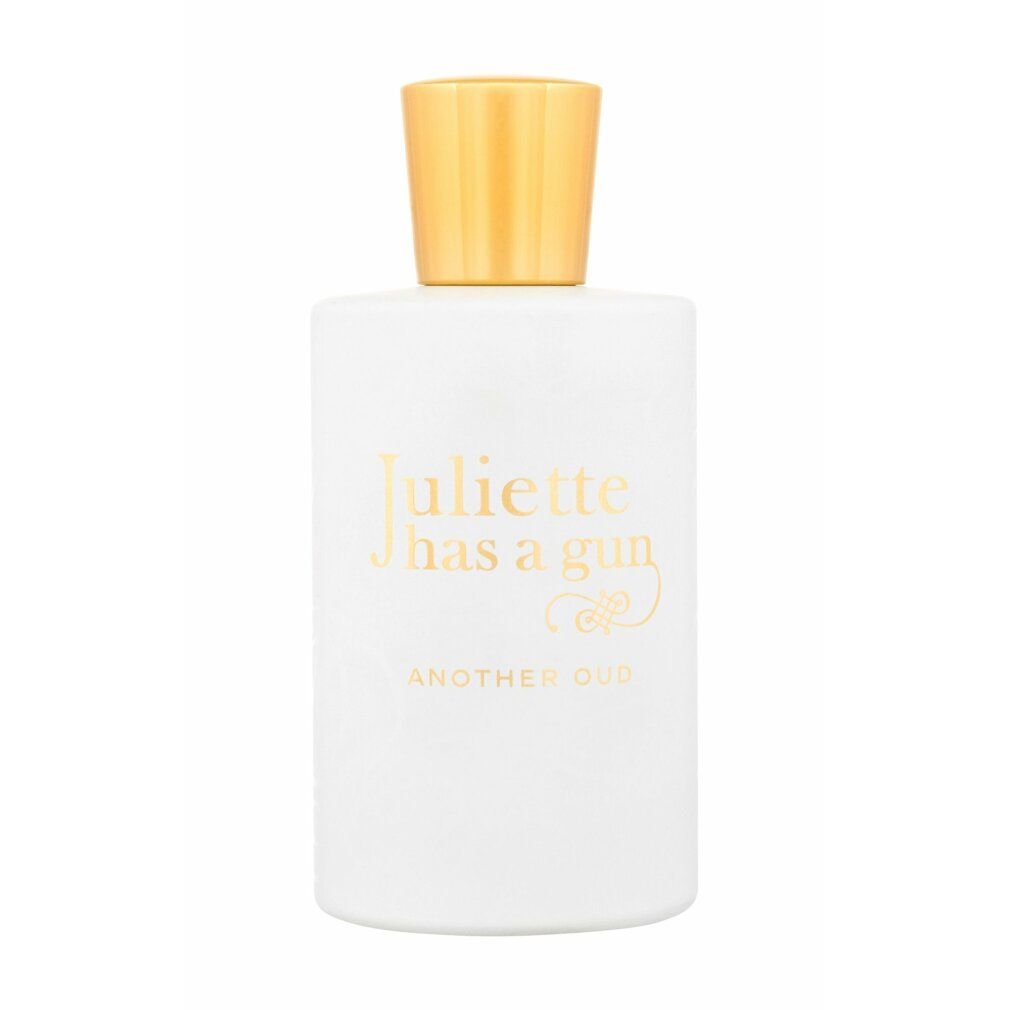 Flacon blanc, bouchon doré. Inscription dorée: Juliette has a gun, Another Oud.