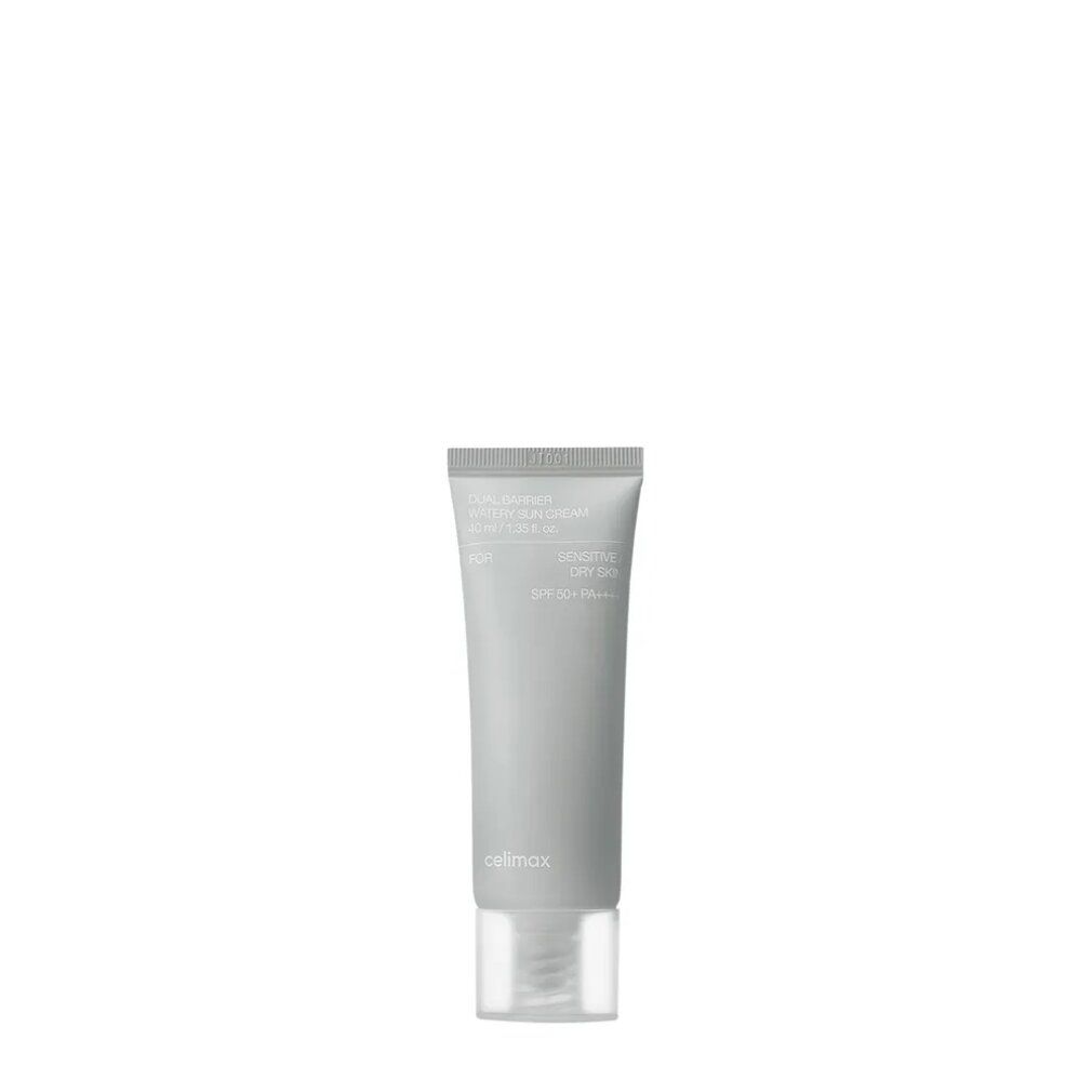 Tube Celimax Dual Barrier Watery Sun Cream, SPF 50+ PA++++, pour peaux sensibles/sèches.