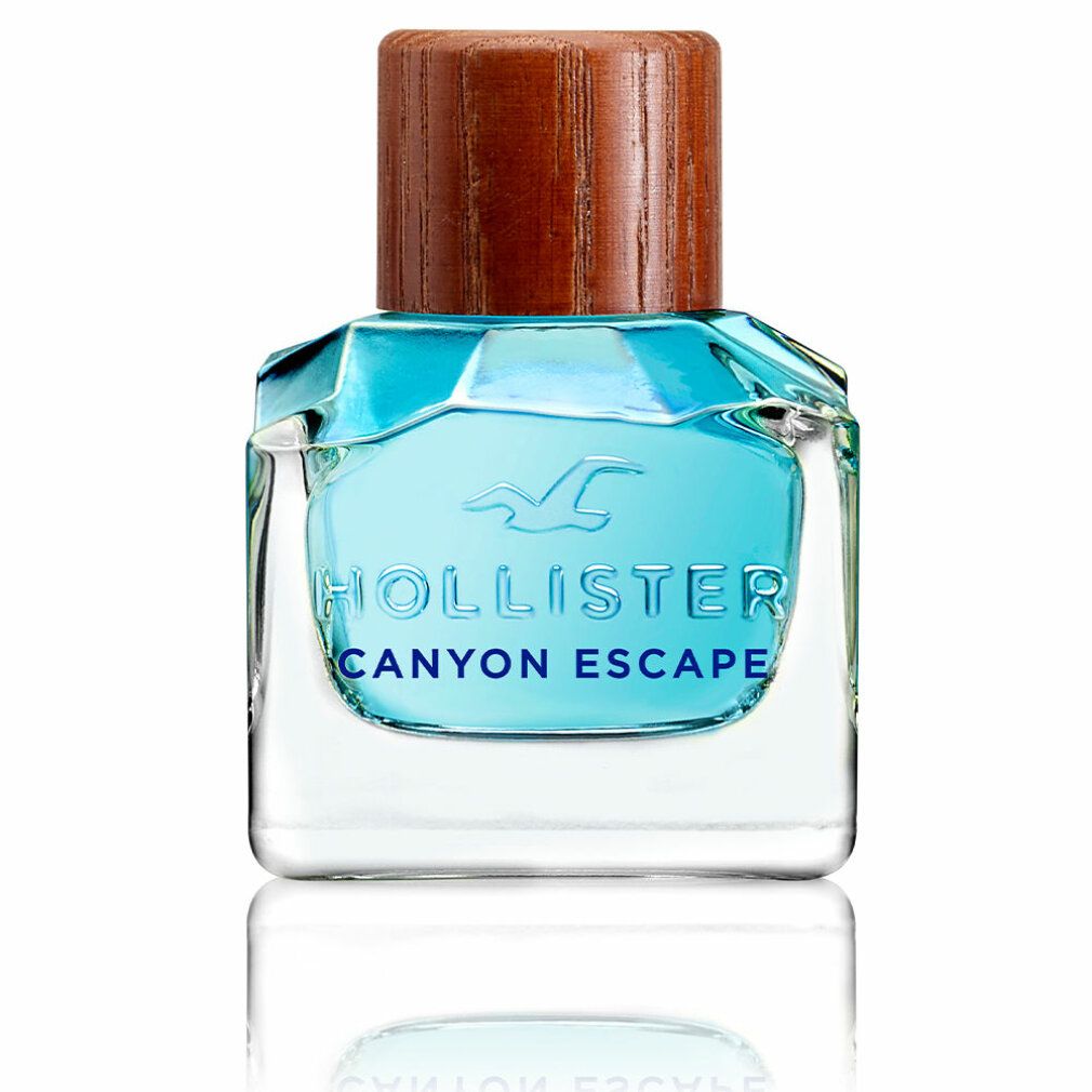Flacon de Hollister Canyon Escape Eau De Toilette avec bouchon en bois.