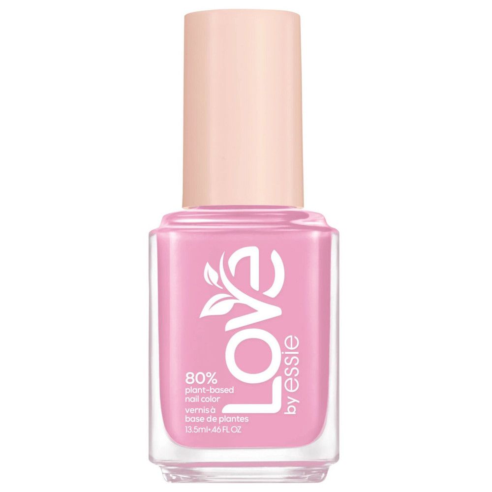 Nagellakflesje. Roze kleur. Opschrift 'Love by Essie'.