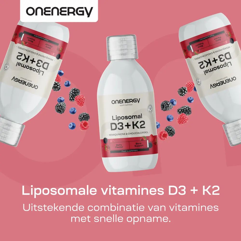 OnEnergy Liposomale D3+K2. 3 flessen. Bessen. Snelle opname van vitaminen.