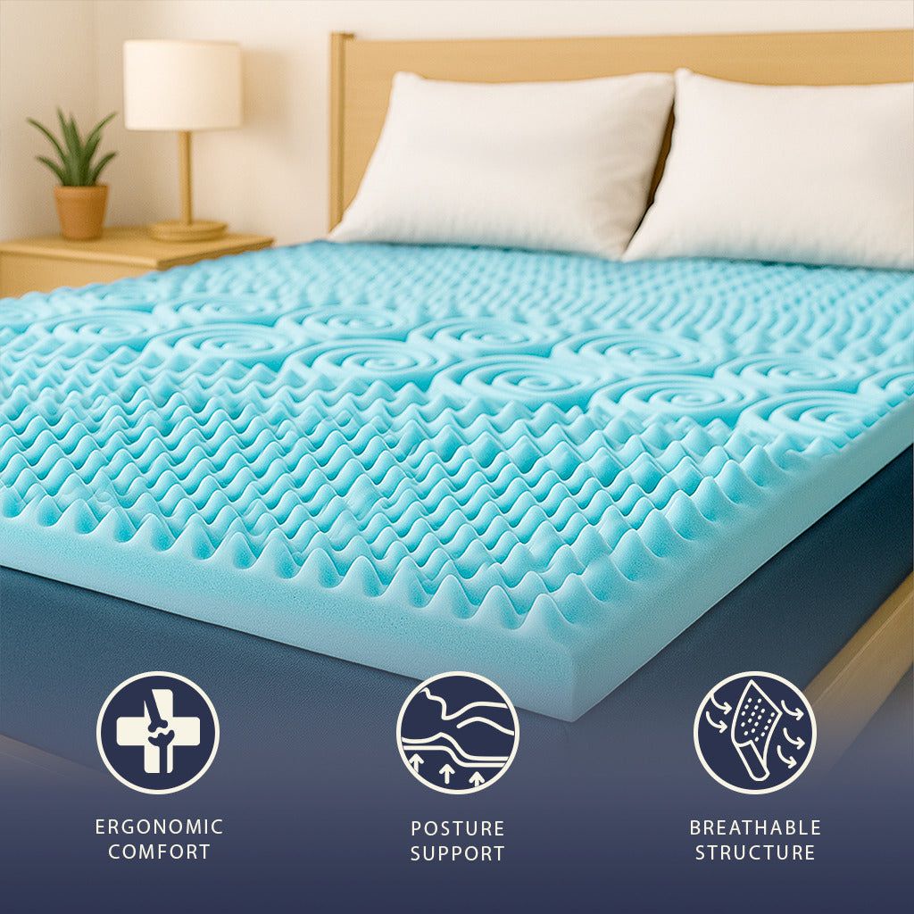 The White Stone Matras Topper 120x190 Memory Foam met 9 Verschillende Zones | Hoogte 5 cm