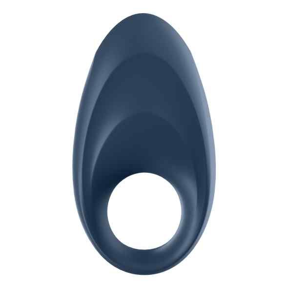 Satisfyer Mighty One Ring bleu foncé, vue de face avec ouverture ovale.