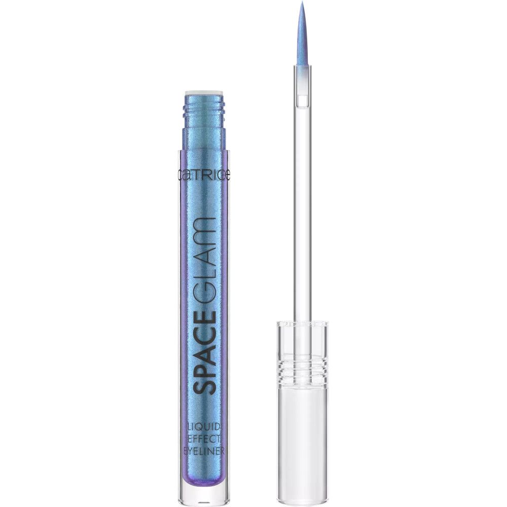 Eyeliner liquide Space Glam Effect bleu, avec applicateur. Marque Catrice visible.