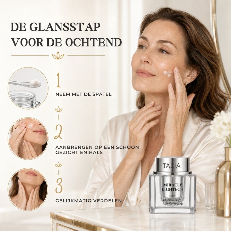 Talia Miracle Lightech Age Correcting crème: Niacinamide, Vitamine C, Bakuchiol, Peptiden.