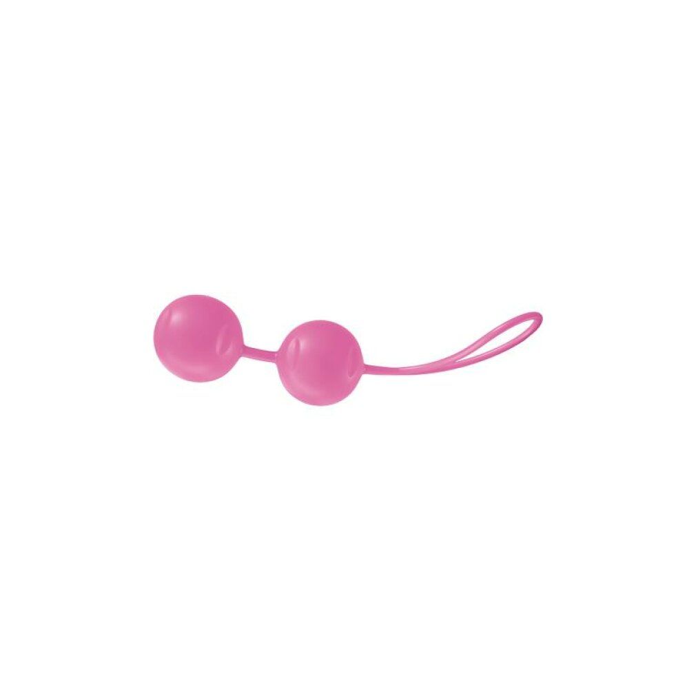 Deux boules roses avec une boucle, reliées par une courte lanière.