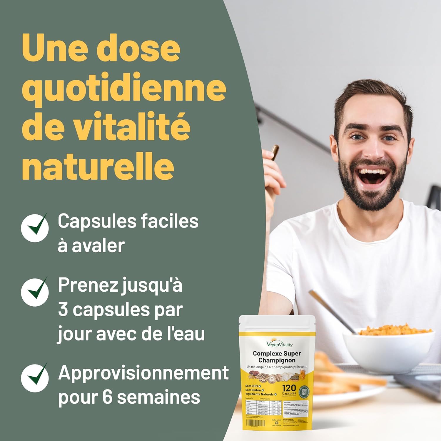 Emballage de capsules Complexe Super Champignon, 120 unités.