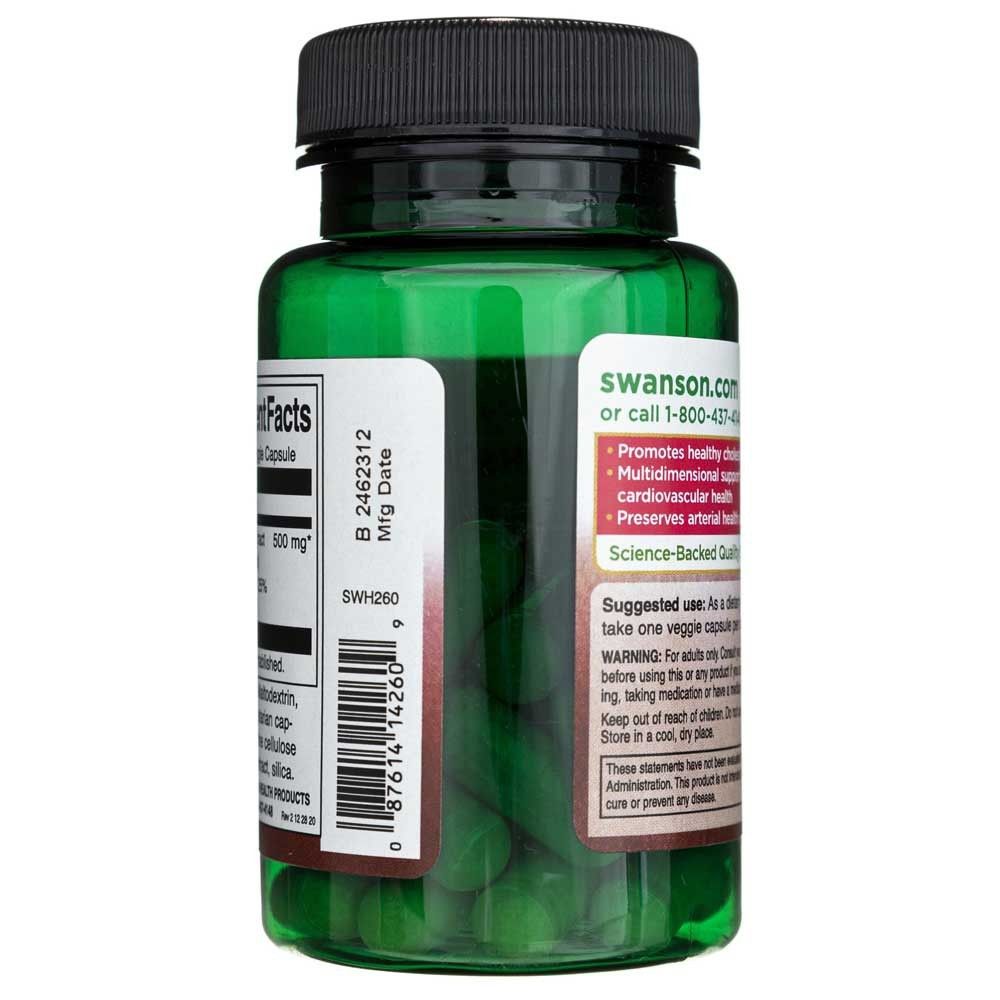 Bouteille verte avec des gélules et des étiquettes indiquant les informations nutritionnelles et les instructions d'utilisation.